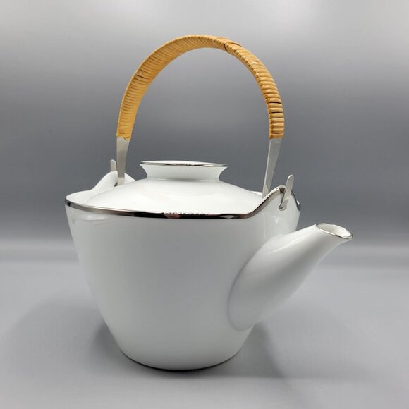 Vtg Noritake Pilgrim White Porcelain Teapot Sugar & Creamer Set Made In Japan - Picture 7 of 16